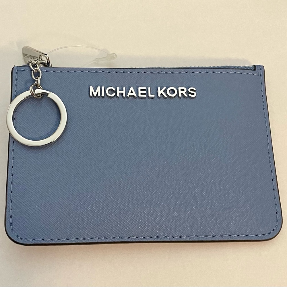 Michael Kors Jet Set Travel Small TZ Coin pouch with ID Leather - French Blue.